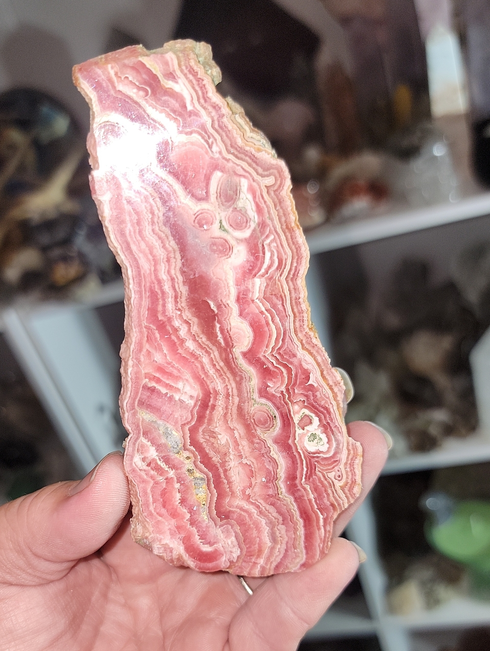 Polished Rhodochrosite Slice - Pink Banded Mineral Specimen